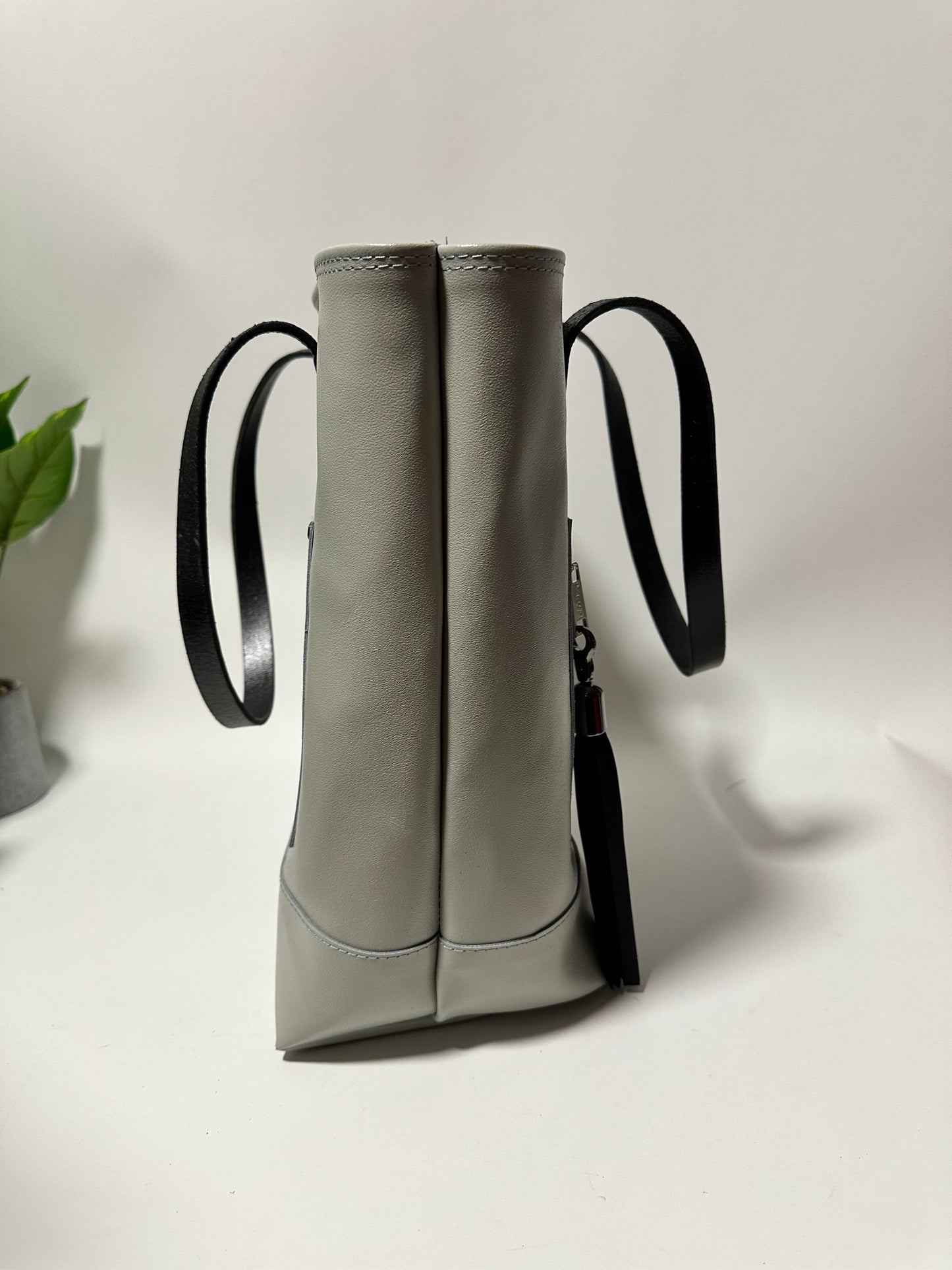Gray Leather Tote