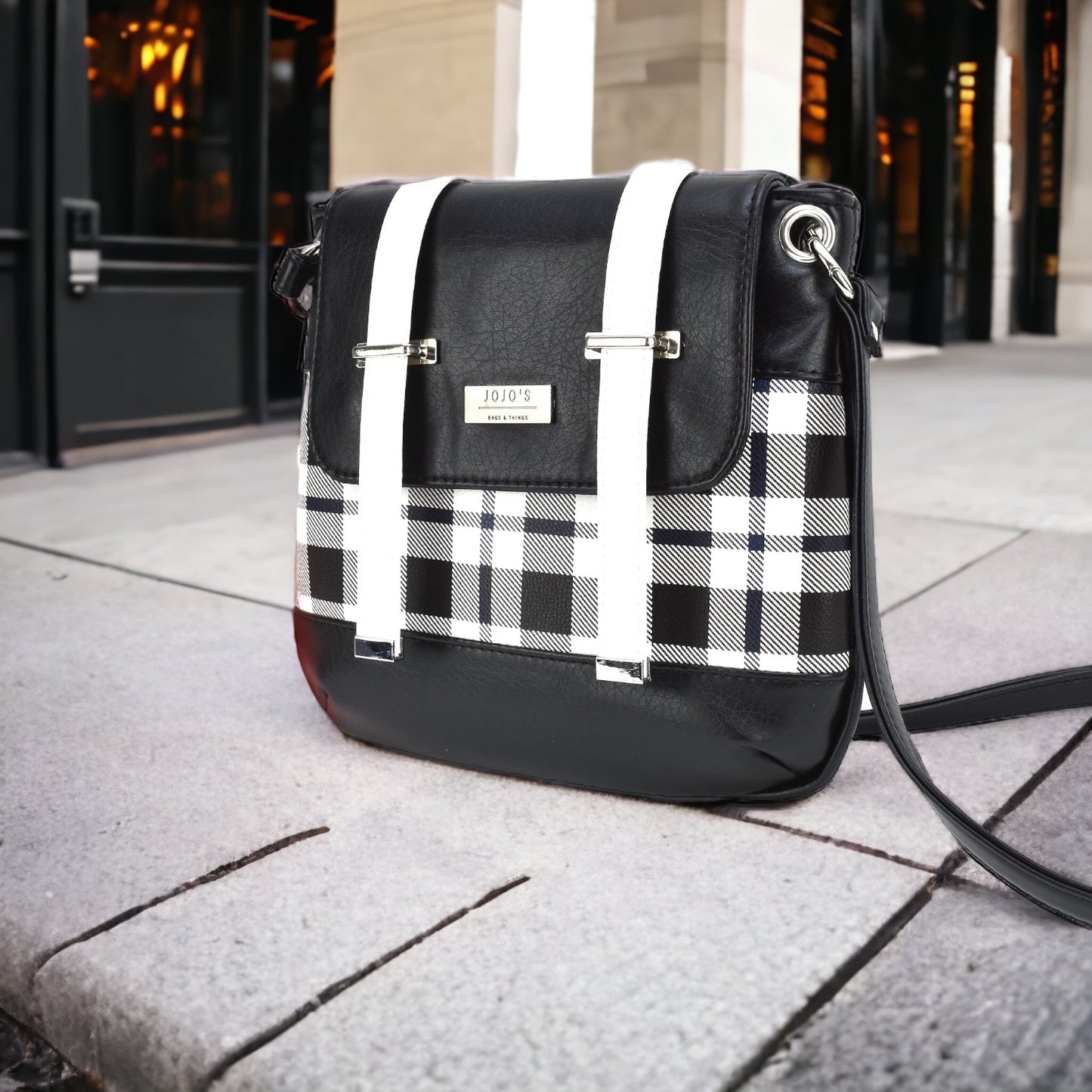 Miss Margarita Small Black/White Crossbody Purse