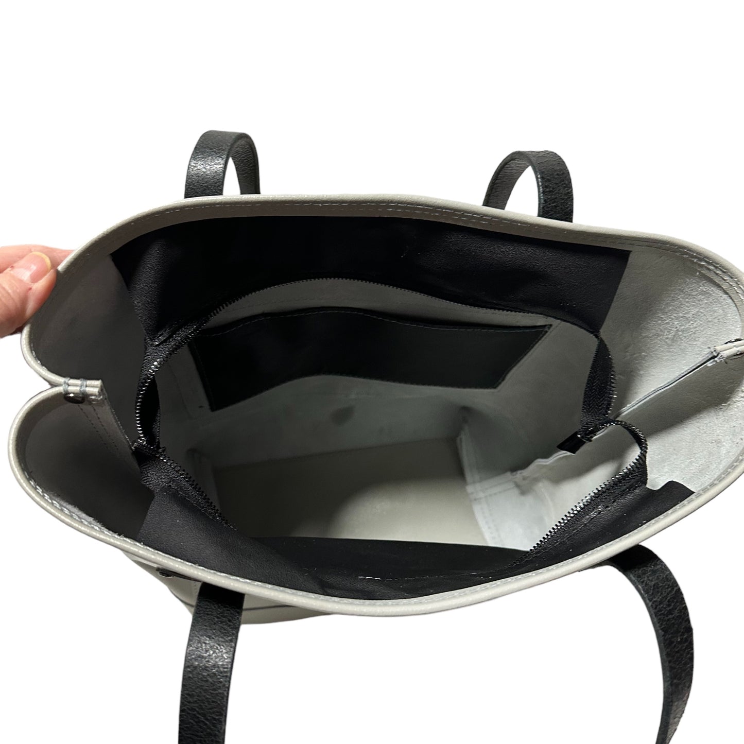 Gray Leather Tote