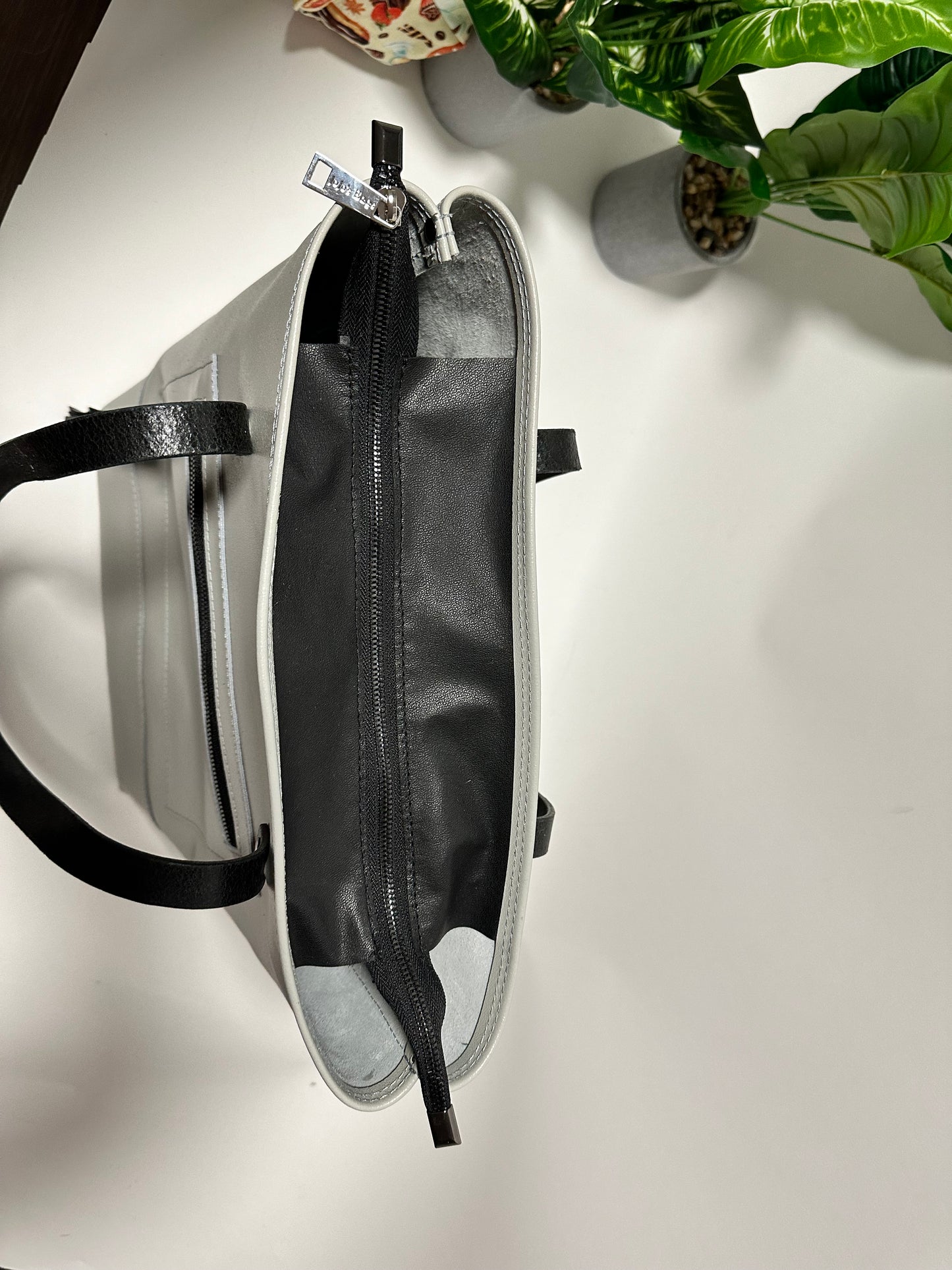 Gray Leather Tote