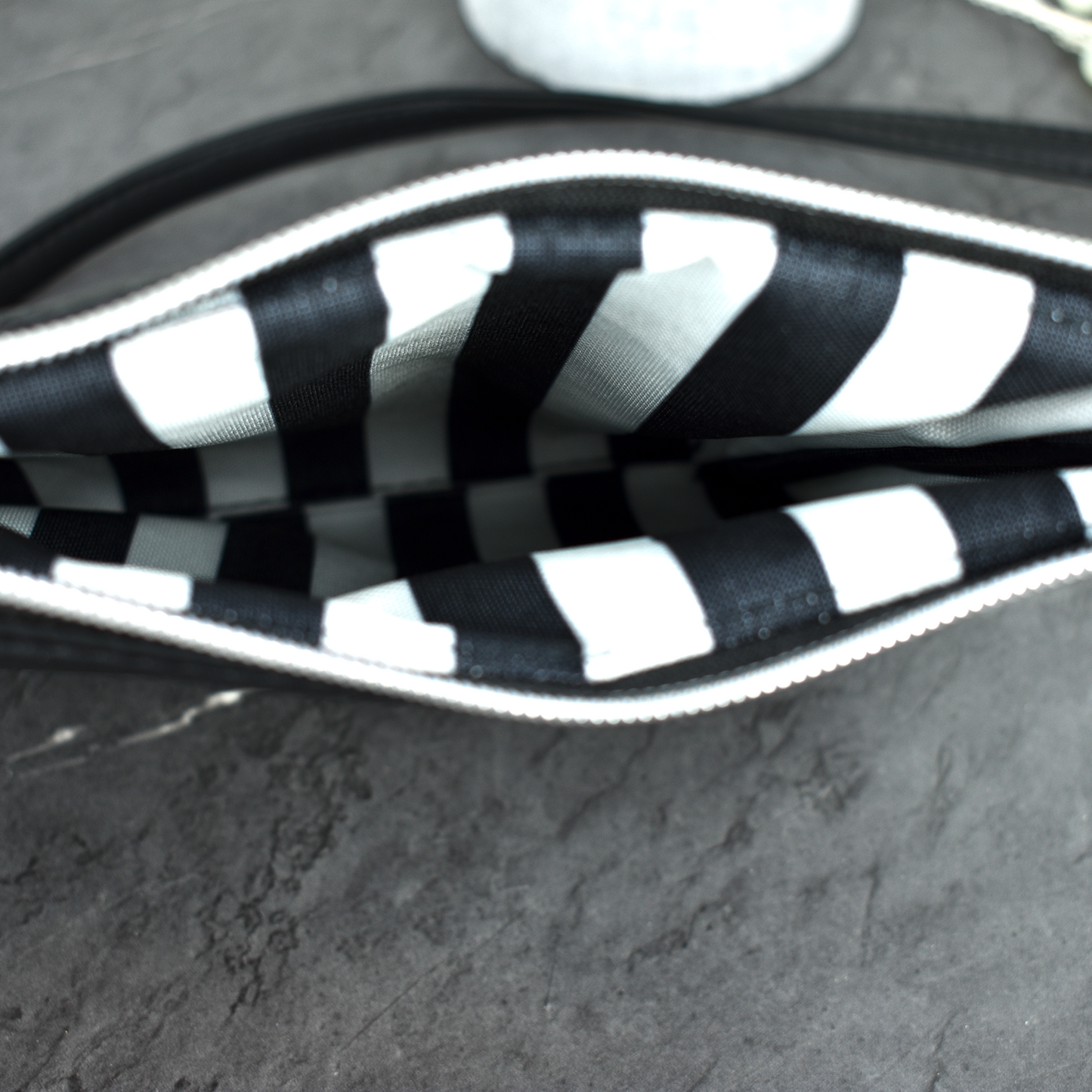Crossbody Quilted Pouch Style Purse - Black White Silver Shoulder Bag