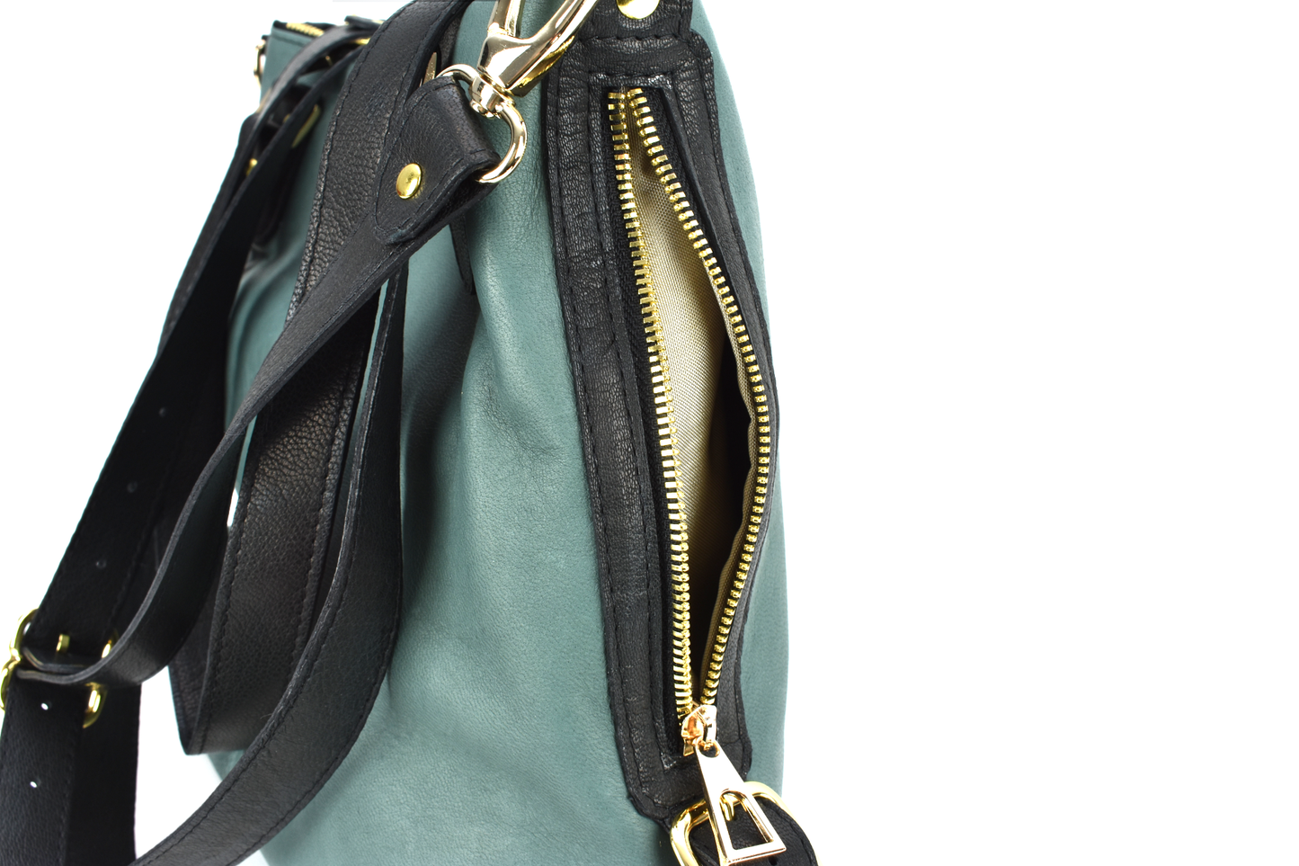Juliet Green Leather Shoulder Bag Hobo Style