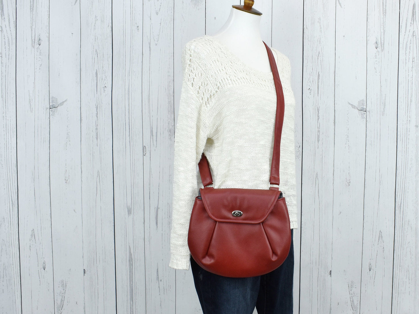 Women's Shoulder Bag - Red Crossbody Purse - Ladies Purse - Faux Leather Satchel - Medium Sized Handbag - Mother's Day Gift for Mom