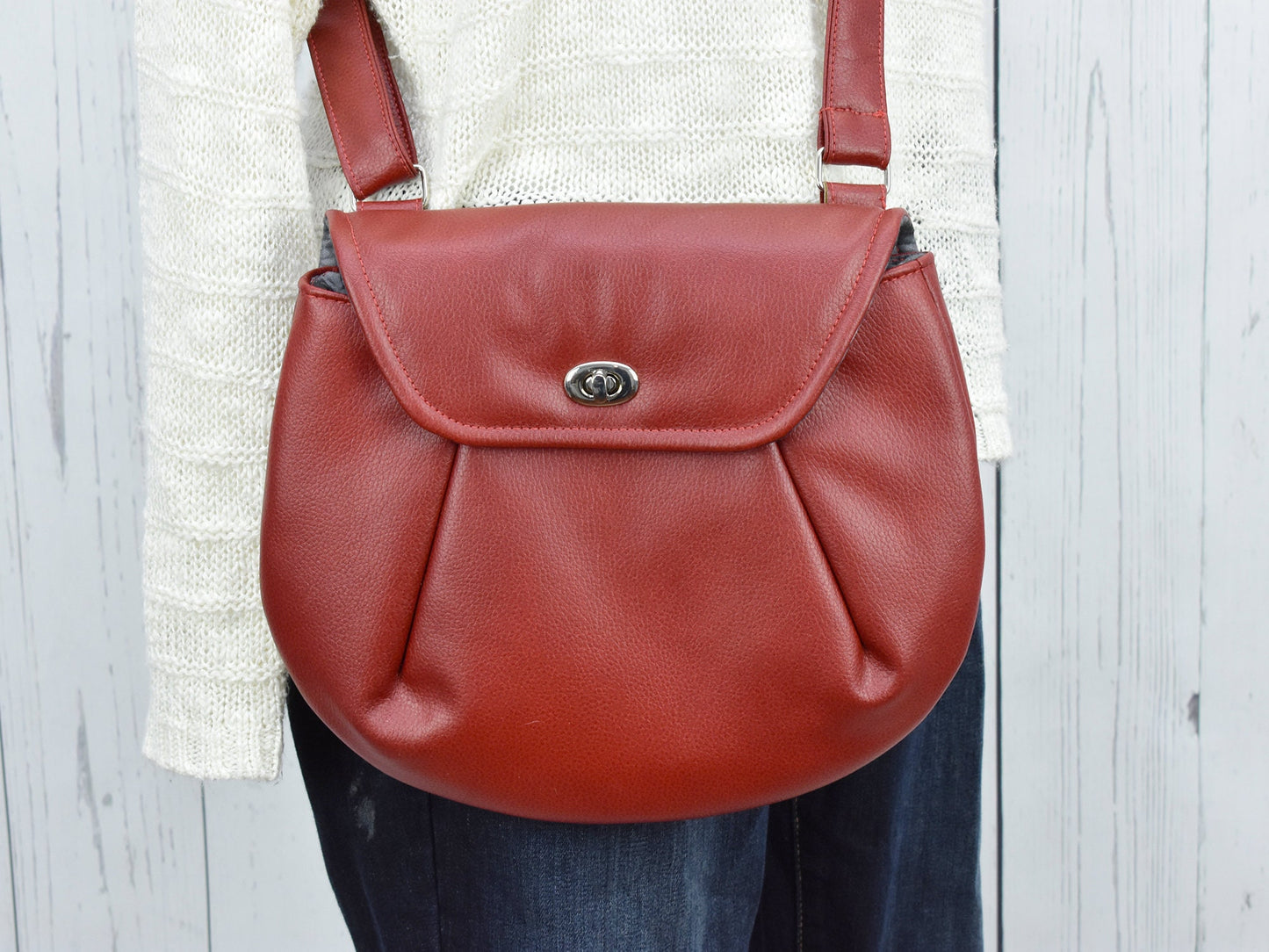 Women's Shoulder Bag - Red Crossbody Purse - Ladies Purse - Faux Leather Satchel - Medium Sized Handbag - Mother's Day Gift for Mom