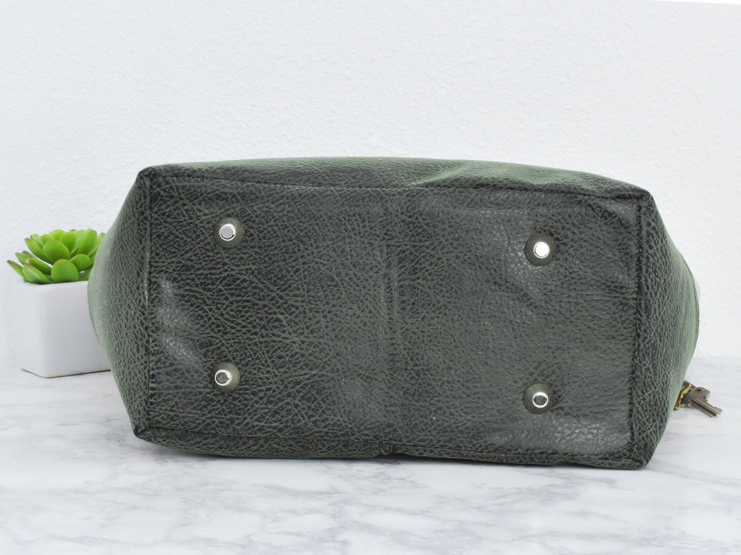 Women's Shoulder Bag - Faux Suede Satchel - Green Ladies Purse - Handmade Handbag - Gift for Wife Mom or Grandmother - One of a Kind