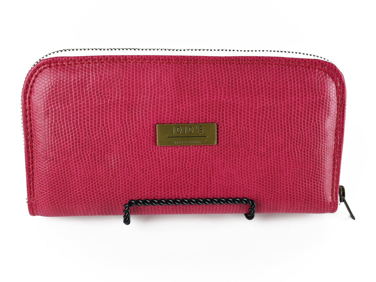 Classic Zippered Wallet - Faux Croc Leather - Metal Zippered Closure - Gift for Her Mom Grandmother - Large Sized Hand Carried Clutch Wallet