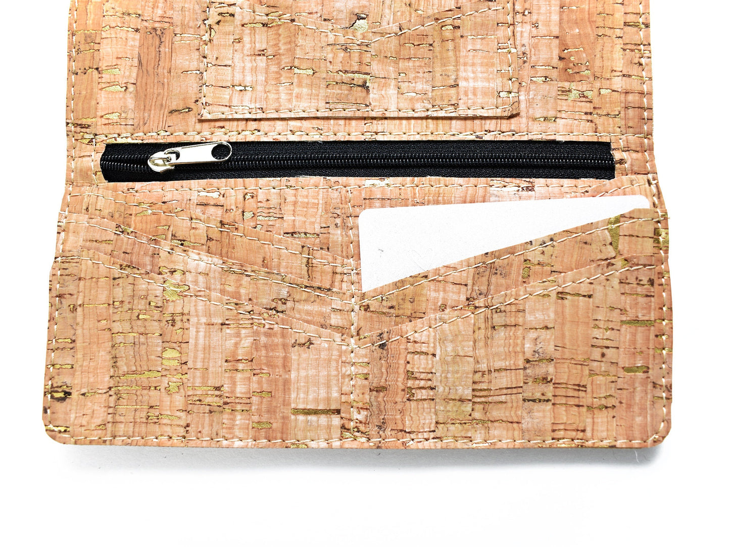 Women's Vegan Tri-Fold Wallet - Personalized Wallet - Minimumalist Clutch Wallet - Cork Leather Pocketbook - Mother's Day Gift - Birthday