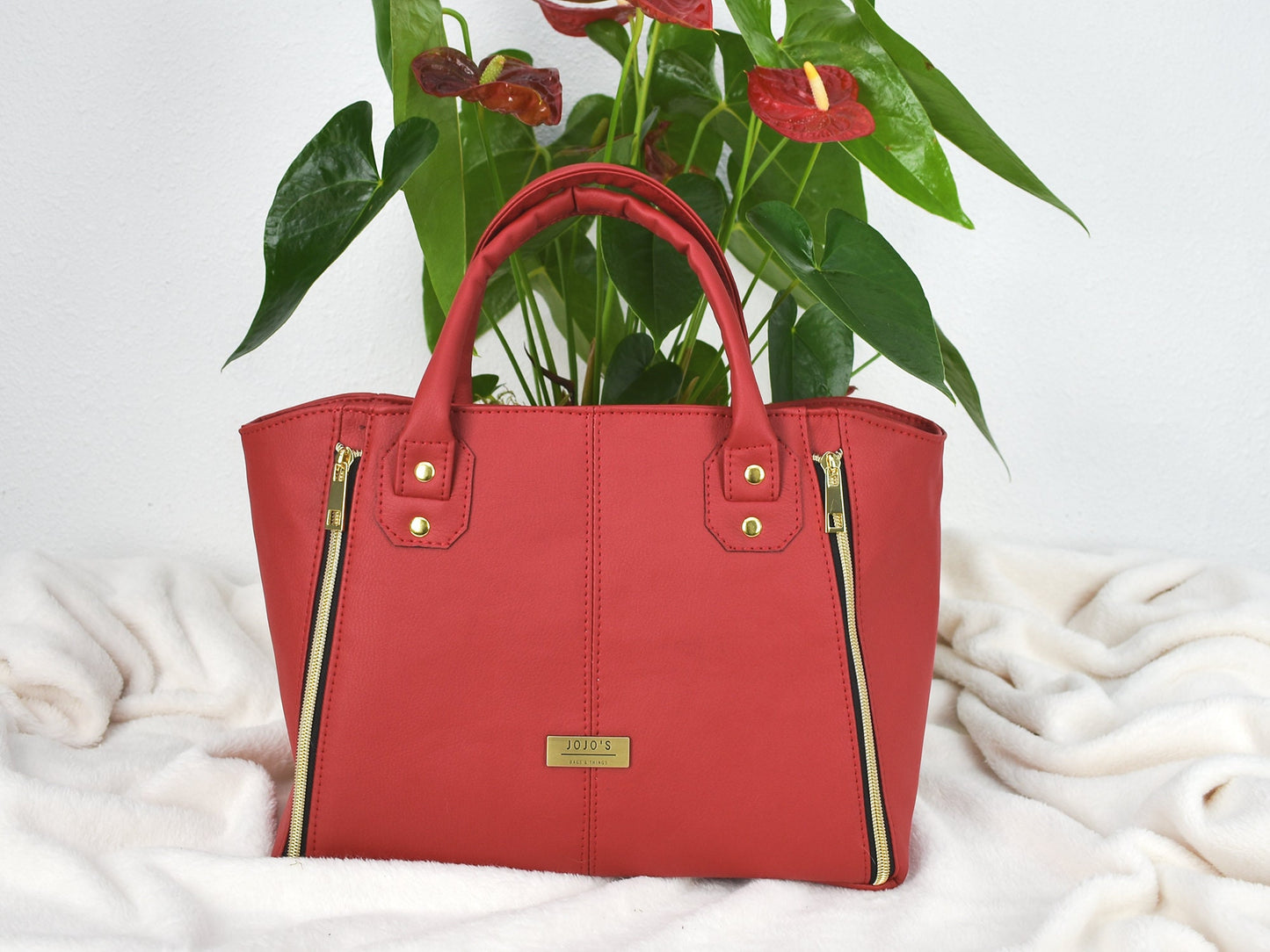 Red Faux Leather Purse - Conceal Carry Handbag - Gift for Mom Grandma Sister -  Eco Friendly Top Handle Tote Bag - CCW - Customizable to Her