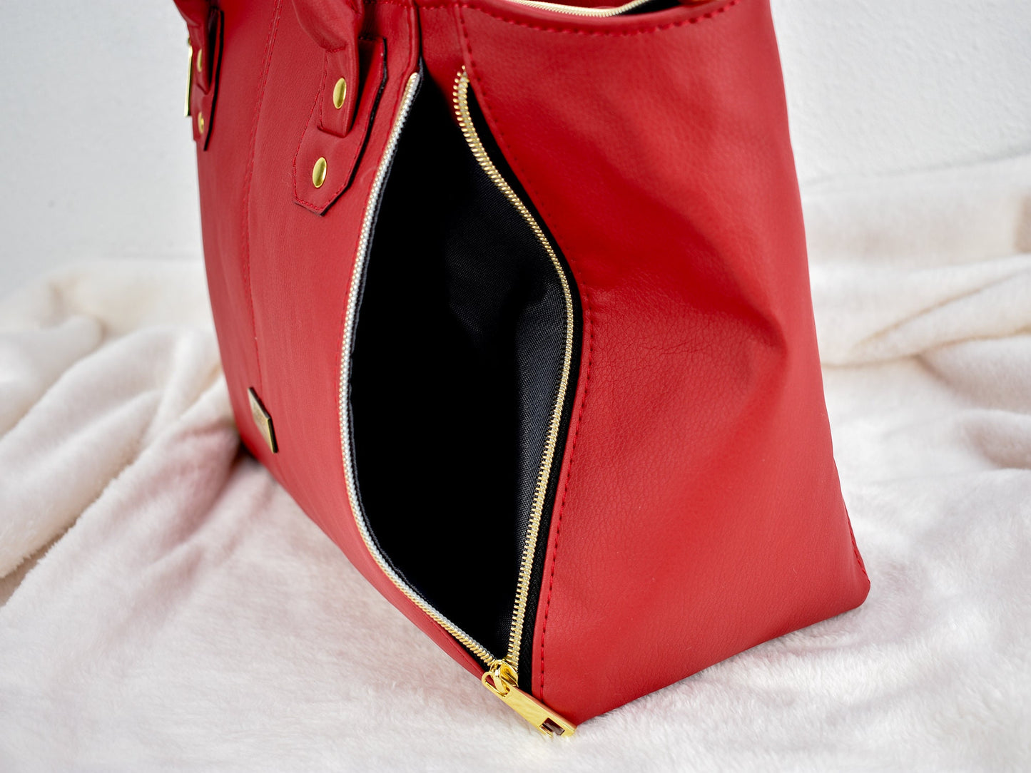 Red Faux Leather Purse - Conceal Carry Handbag - Gift for Mom Grandma Sister -  Eco Friendly Top Handle Tote Bag - CCW - Customizable to Her