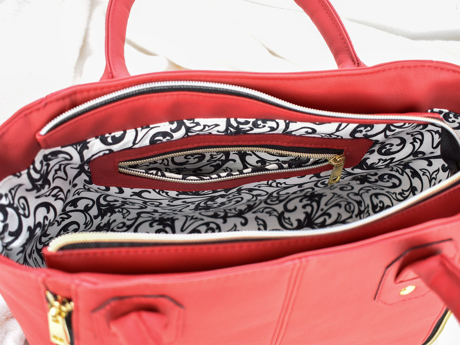 Red Faux Leather Purse - Conceal Carry Handbag - Gift for Mom Grandma Sister -  Eco Friendly Top Handle Tote Bag - CCW - Customizable to Her