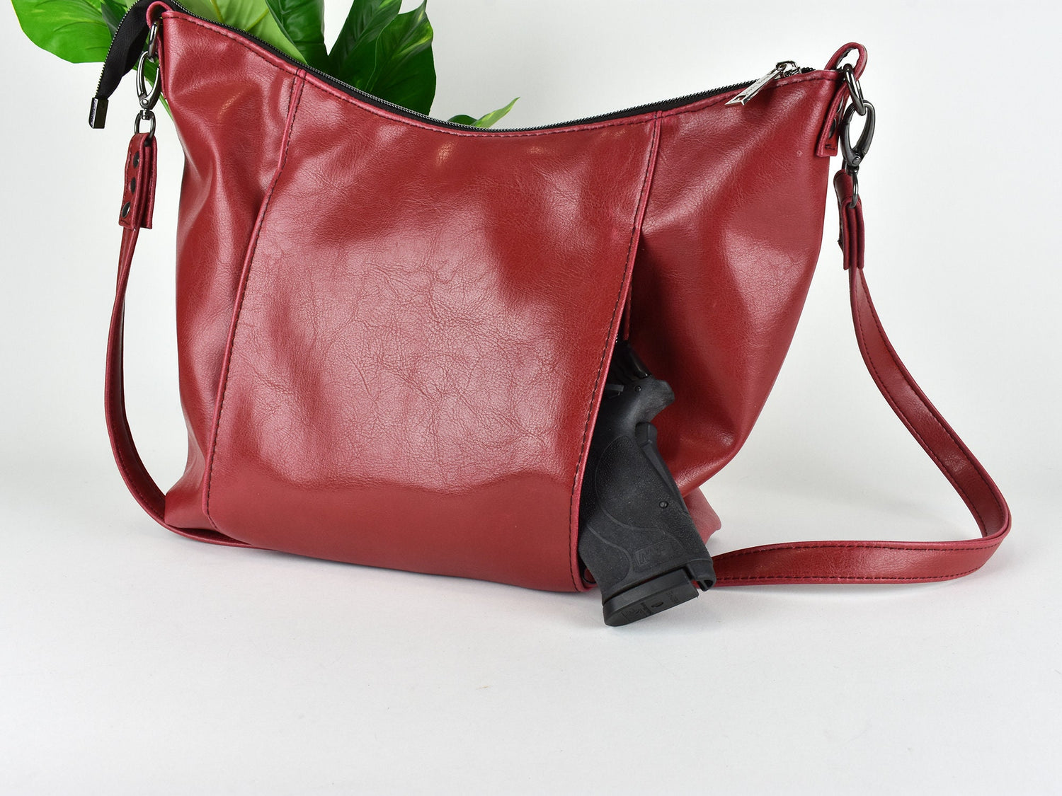 Women's Conceal Carry Hobo Style Purse - Faux Leather Bag - Stylish Gift for a Lady Gun Lover - Matching Wallet - Custom Crossbody