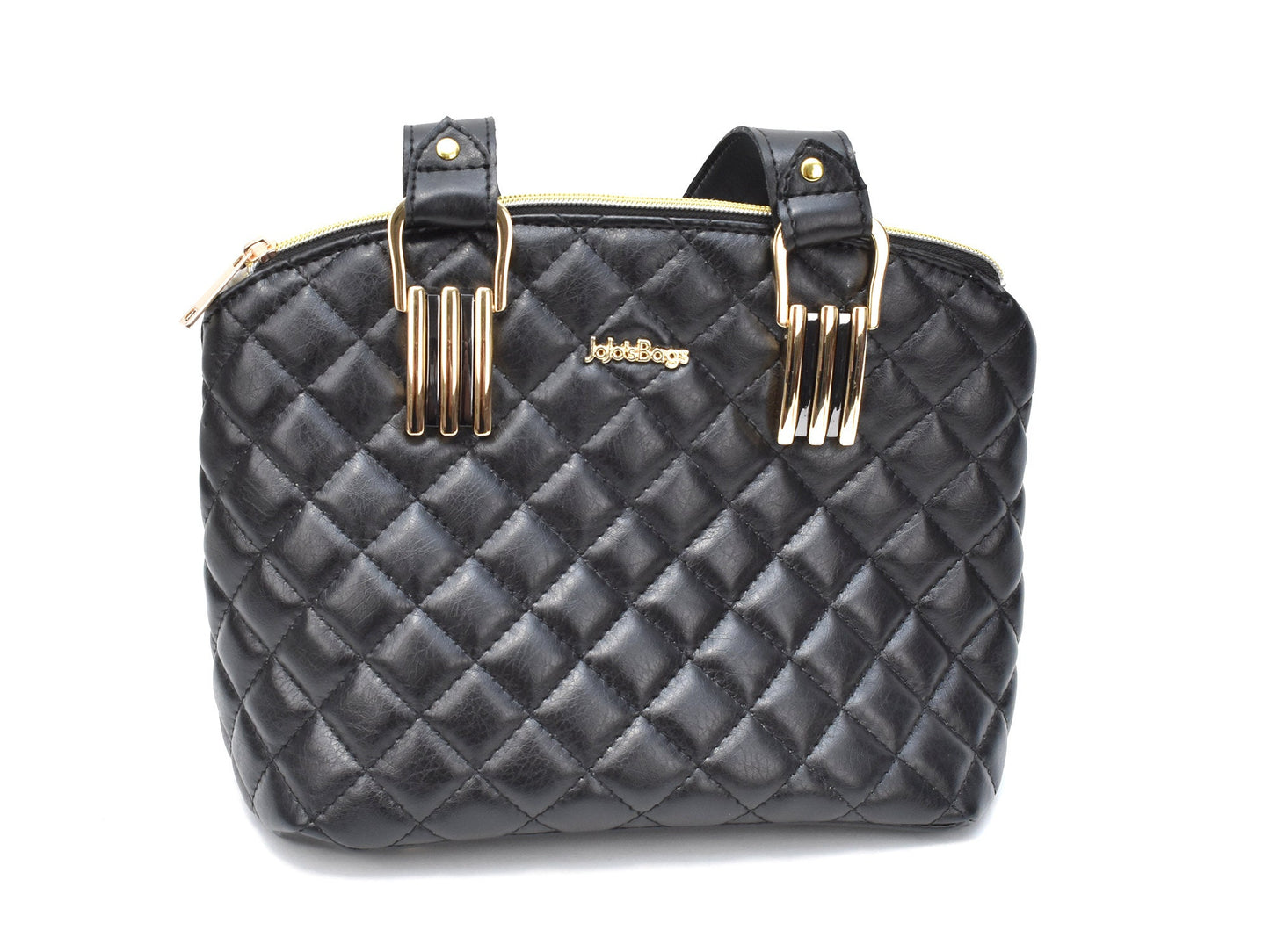 Classic Black Purse - Domed Handbag - Quilted Faux Leather - Stylish Ladies Purse - Gift for Mom