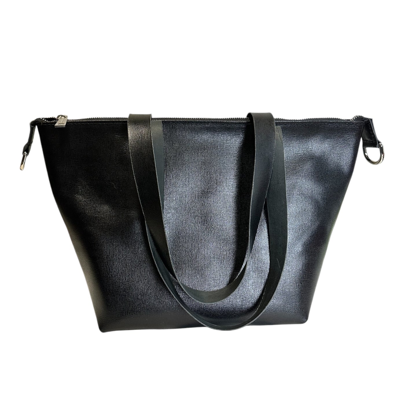 Black Leather Unlined Tote Bag