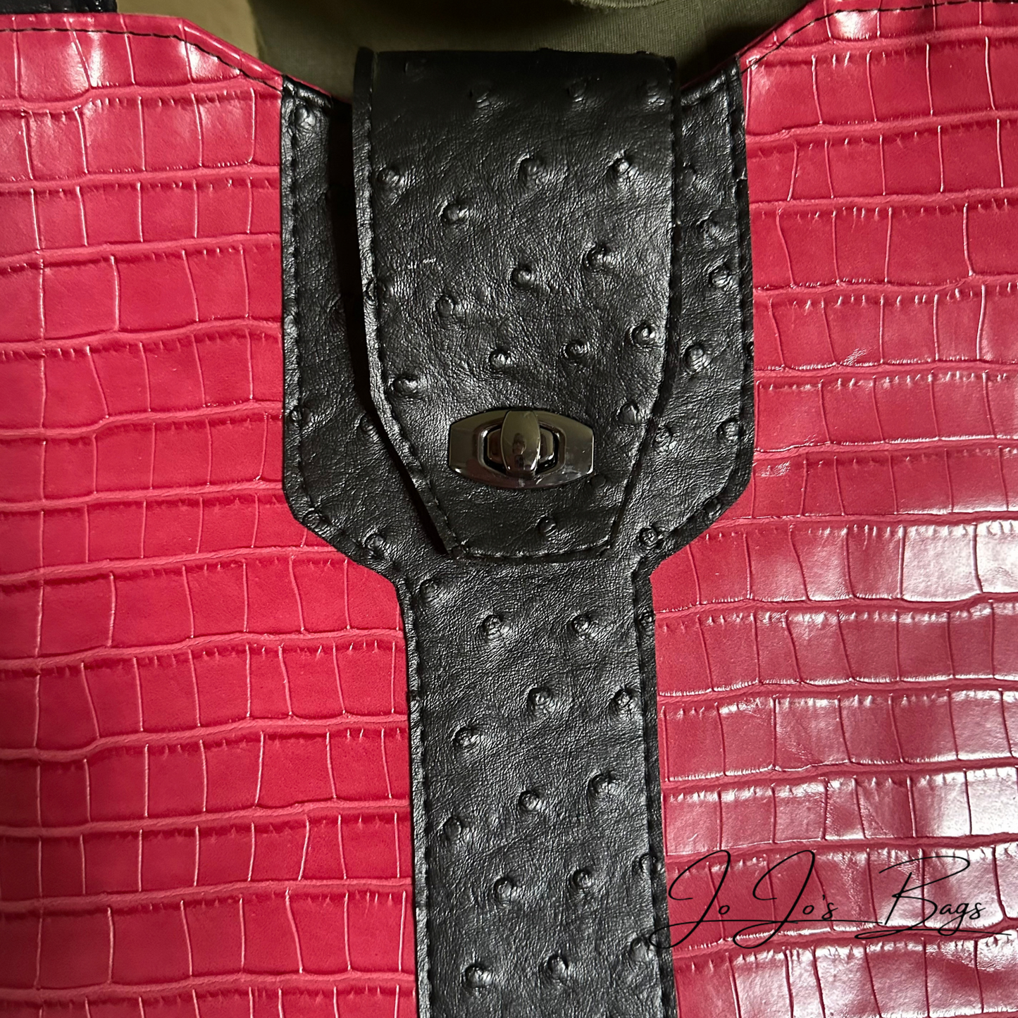 Red Faux Croc Purse