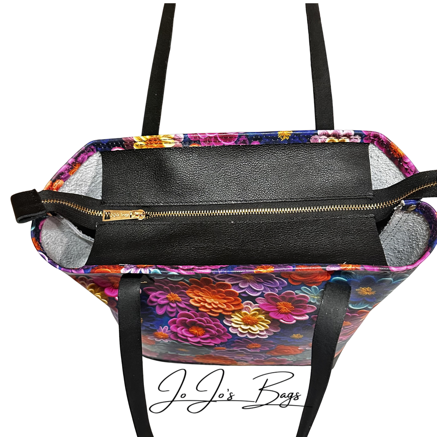Floral Leather Tote Bag