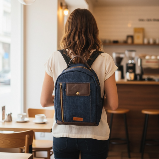 Denim and Leather Backpack