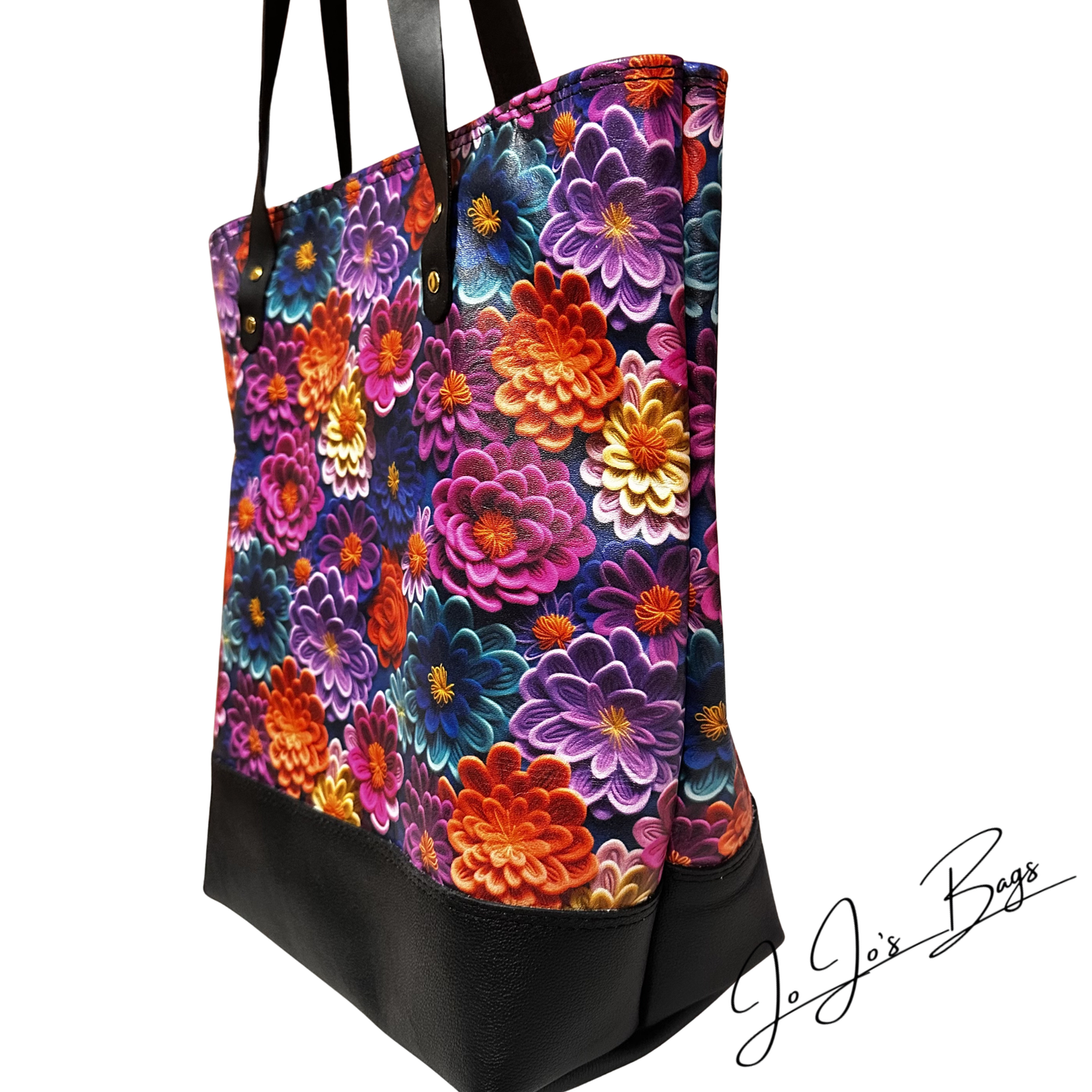 Floral Leather Tote Bag