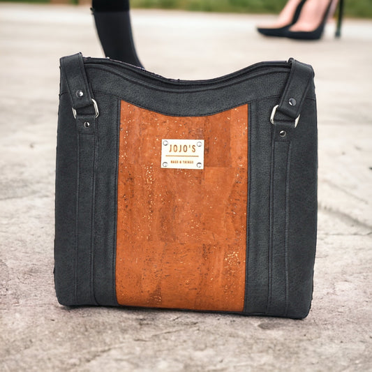 The Gracie a Stylish Boho Styled Purse Eco Friendly Vegan Cork and Faux Leather Handbag