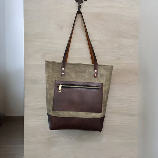 Leather Two Toned Tote