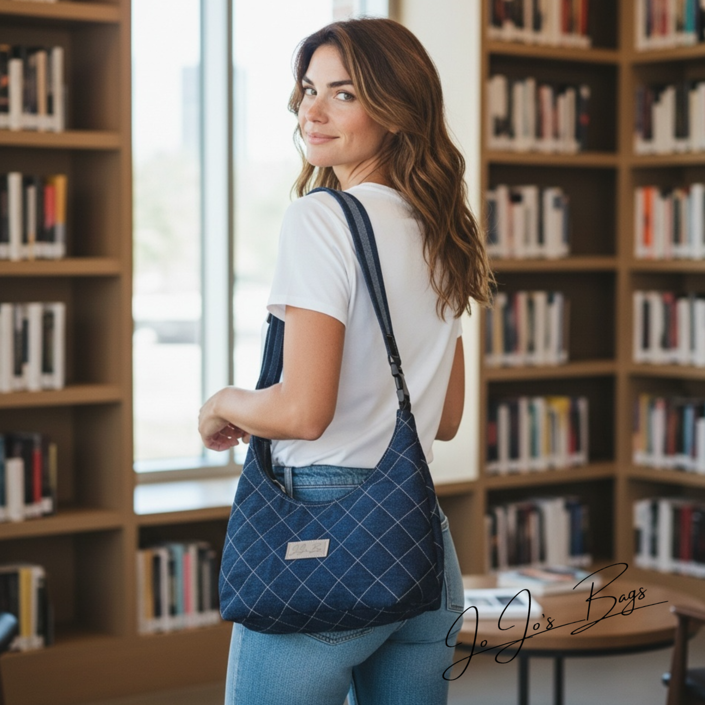 Quilted Denim Hobo Bag