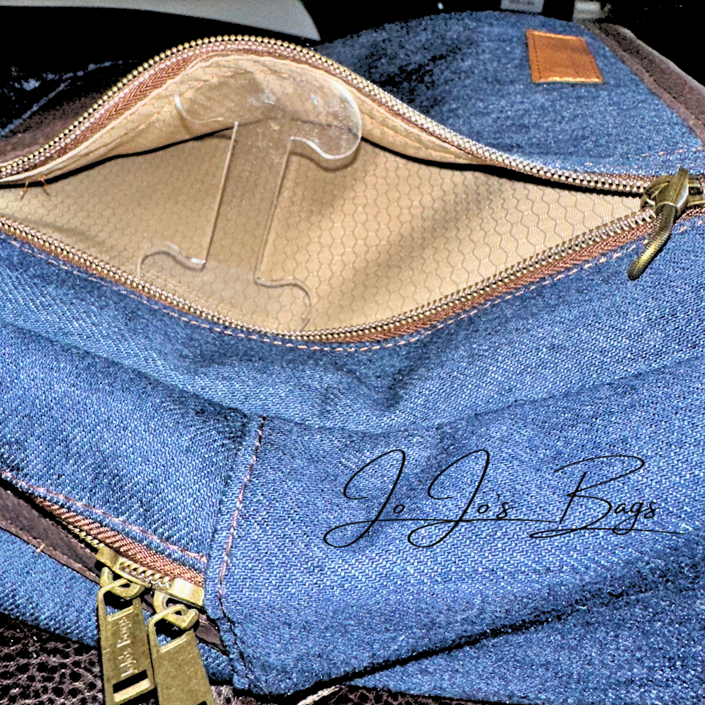 Denim and Leather Backpack