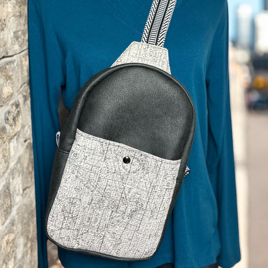 The Charlie Black/Gray Sling Purse