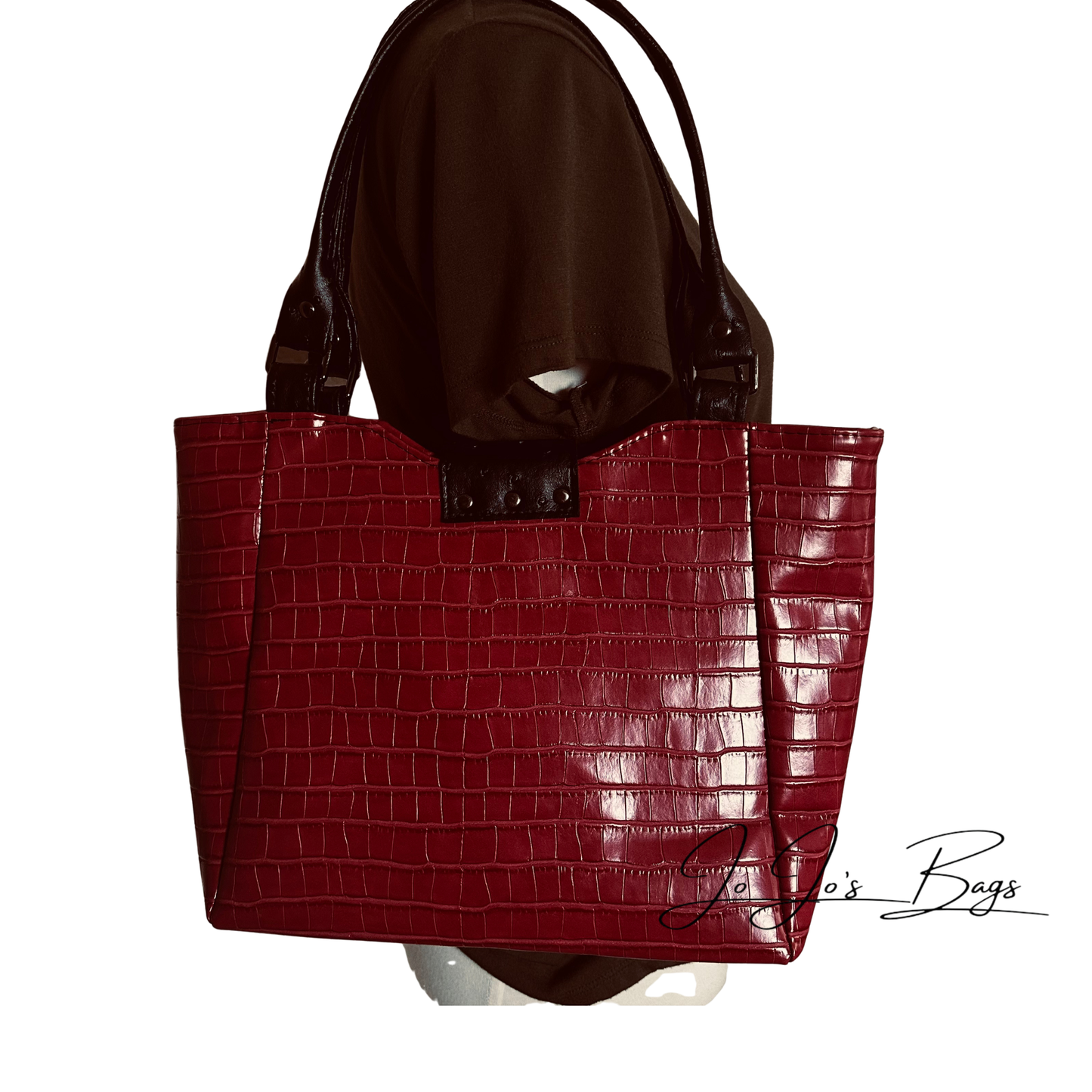 Red Faux Croc Purse