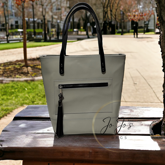 Gray Leather Tote