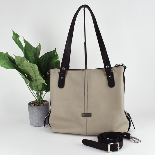 The Juliet Beige and Black Hobo Style Conceal Carry Purse