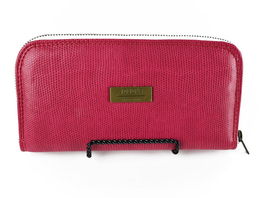 Classic Zippered Wallet - Faux Croc Leather - Metal Zippered Closure - Gift for Her Mom Grandmother - Large Sized Hand Carried Clutch Wallet