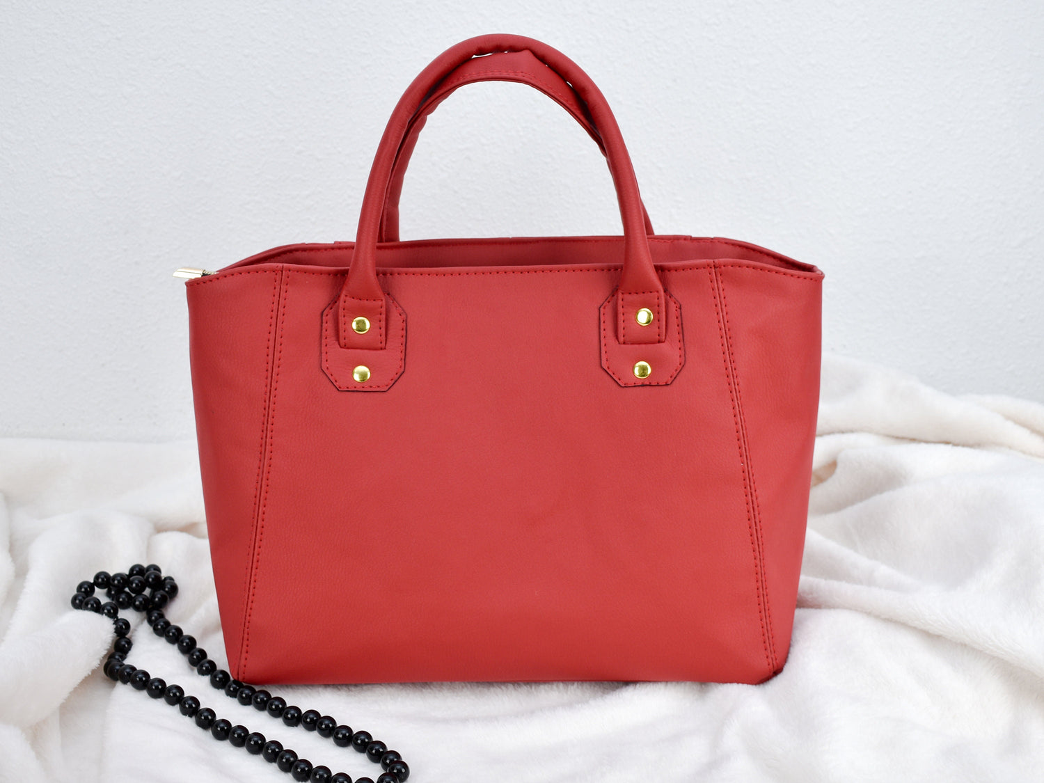 Red Faux Leather Purse - Conceal Carry Handbag - Gift for Mom Grandma Sister -  Eco Friendly Top Handle Tote Bag - CCW - Customizable to Her