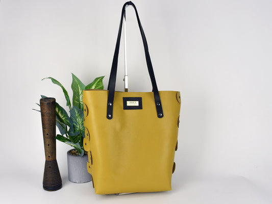 Leather Tote Bag - Shoulder Bag - Basic Style Ladies Purse - Edgy Gift for Daughter - Basic Tote Minimalist