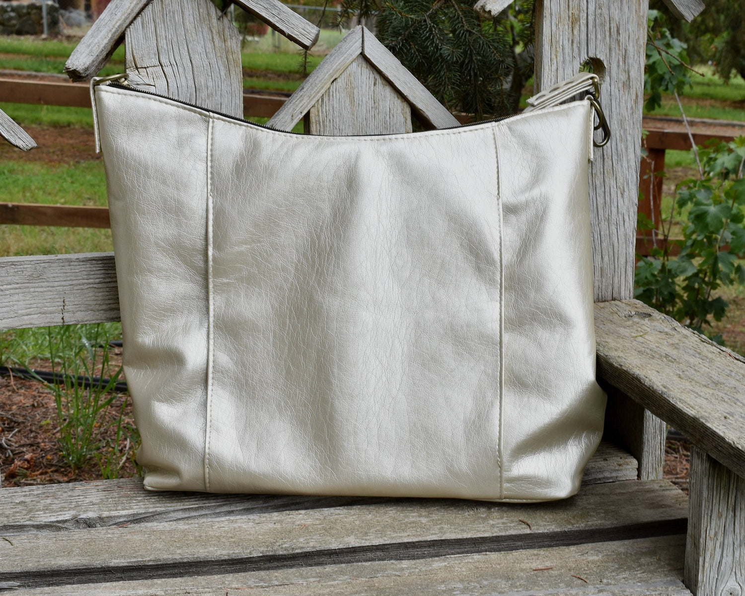 Handmade Soft Italian Metallic Leather Large Hobo Slouch Shoulder Bag  Handbag